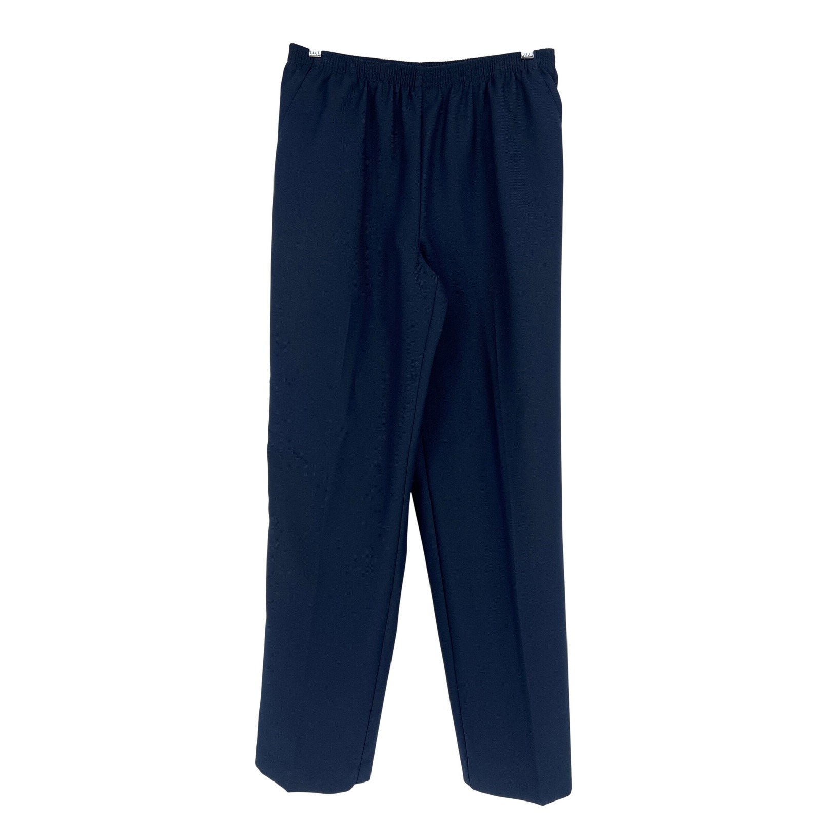 Alfred Dunner Pants Women 8 Navy Elastic Waist Straight Leg Pull On Classic Work